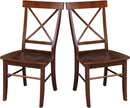 Espresso Solid Wood X Back Dining Chairs Set For Kitchen