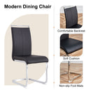 Table and chair set.63*31.4 Inch Pandora Patterned Sintered Stone Dining Table Set - 4 Black PU Chairs With Silver Metal Legs.Modern Light Luxury.Perfect For Dinner Room,Meeting Room,Kitchen,etc.