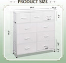 9 Drawer Fabric Dresser White With Steel Frame And Wood Top