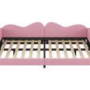 Full size Upholstered Daybed, Sherpa Fabric Sofabed with Cloud-Shaped Backrest, No Box-spring Needed, Pink