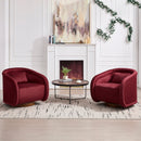 Swivel Accent Chair, 360-degree Swivel Barrel Chair with Velvet Fabric Upholstery, Comfy Pumpkin-Shaped Swivel Chair for Living Room, Bedroom, or Office