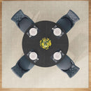 Round Wood Dining Table Farmhouse 47 Inch For Dining Room With Cross Base Black