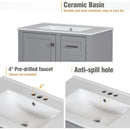 30" Bathroom Vanity, Modern Bathroom Cabinet with Sink Combo Set, Bathroom Storage Cabinet with a Soft Closing Door and 3 Drawers, Solid Wood Frame(Grey)
