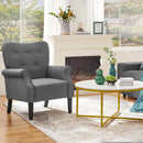 Dark Gray Mid Century Upholstered Armchair Tufted Back