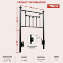 Victorian Twin Size Metal Bed Frame with Adjustable Headboard