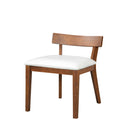 Modern Walnut-Finish Dining Chairs Set of 2 with Glossy PU Leather Upholstery in White