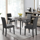 Dark Grey Upholstered Dining Chairs Set Of 4 With Wood Legs