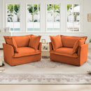 Set of 2 Slipcovered Armchairs,Deep Seat Accent Chair Set for Living Room, Reading Room, Bedroom and Working Spaces,Armchair Sets with Large Soft Pillows,Chenille Fabric,Orange