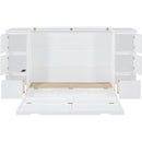 Full Size Murphy Bed with Drawers, Cabinets and USB Ports,White