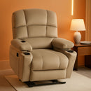 Dual Motor Power Lift Recliner Chair With Massage And Heat Beige Fabric Medium