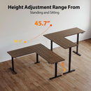L Shaped Electric Standing Desk 63 By 55 Inch Dark Walnut
