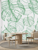 Green Monstera Leaves Wallpaper