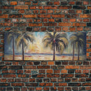 Abstract Beach Canvas Art Print, Sunset, Coconut Trees, Textured Abstract Print, Canvas Wall Art Beach, Panoramic, Wall Art, Canvas Print