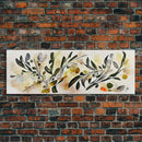 Apple Tree Leaves Wall Art, Ready To Hang Canvas Print, Panoramic Art, Floral Arrangement Wall Decor