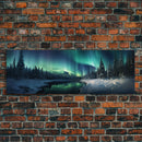 Northern lights canvas wall art Forest print Aurora Borealis Night Sky canvas Nature wall art Northern lights Landscape Framed Wall Art