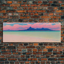 Neon Pink Beach, Cool Abstract Art, Extra Large Wall Art, Framed Panoramic Canvas Print, Framed Wall Art