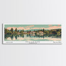 Bellevue Washington Panoramic Painting, Mid Century Modern Framed Canvas Print, Retro Pop Art Travel Poster, Office Wall Art, City Print