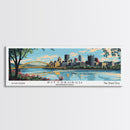 Pittsburgh Pennsylvania Panoramic Wall Art, Mid Century Modern Framed Canvas Print, Retro Pop Art Travel Poster, City Art, Office Wall Decor, Living Room Art