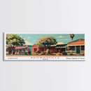 Brownsville Texas Panoramic Painting, Framed Canvas Print, Mid Century Modern Wall Art, Retro Pop Art Travel Poster, Living Room Decor, City Art