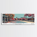 Fayetteville North Carolina Panoramic Painting, Framed Canvas Print, Mid Century Modern Wall Art, Retro Pop Art Travel Poster, Home Decor, City Art