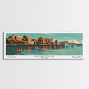 Norfolk Virginia Panoramic Painting, Mid Century Modern Framed Canvas Print, Retro Pop Art Travel Poster, Living Room Wall Decor
