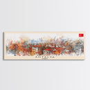 Antalya Turkey Panoramic Travel Poster, Framed Canvas Print or Metal Wall Art, Travel Art, Home Decor, Panoramic Painting, Midcentury Art
