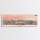 Kharkiv Ukraine Panoramic Travel Poster, Framed Canvas Print or Metal Wall Art, Travel Art, Home Decor, Panoramic Painting, Midcentury Art