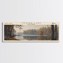 Mercer Lake New Jersey Framed Canvas Print, Lake House Decor, Panoramic Wall Art, Travel Poster, Landscape Painting, Bedroom Decor