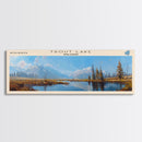 Trout Lake Panoramic Wall Art, Framed Canvas Print, Lake House Decor, Travel Poster, Scenic Landscape, Living Room Art