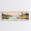 Bradley Lake Wyoming Framed Canvas Print, Midcentury Modern Panoramic Wall Art, Living Room Decor, Pop Art, Travel Poster Art