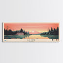 Lac Payne Quebec Framed Canvas Print, Panoramic Wall Art, Midcentury Modern, Pop Art, Bedroom Decor, Travel Poster, Living Room Art