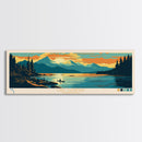 Lake Cushman Washington Framed Canvas Print, Panoramic Wall Art, Midcentury Modern, Pop Art, Bedroom Decor, Travel Poster, Living Room Art