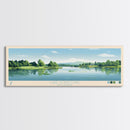 Lake Hopatcong New Jersey Framed Canvas Print, Panoramic Wall Art, Midcentury Modern, Pop Art, Lake House Decor, Travel Poster, Living Room Art