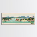 Lake Keowee South Carolina Framed Canvas Print, Panoramic Wall Art, Midcentury Modern, Pop Art, Living Room Decor, Travel Poster, Bedroom Art