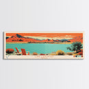 Lake Lahontan Nevada Framed Canvas Print, Panoramic Wall Art, Midcentury Modern, Pop Art, Living Room Decor, Travel Poster, Bedroom Art