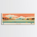 Lake Pepin Minneapolis Framed Canvas Print, Panoramic Wall Art, Midcentury Modern, Pop Art, Bedroom Art, Travel Poster, Lake House Decor