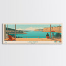 Lake Travis Texas Framed Canvas Print, Panoramic Wall Art, Midcentury Modern, Pop Art, Living Room Decor, Travel Poster, Lake House Art