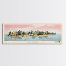 Lake Wateree, South Carolina Panoramic Wall Art Framed Canvas Print, Midcentury Modern, Pop Art, Home Decor, Travel Poster, Living Room Art