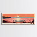 Longview Lake, Missouri Panoramic Wall Art Framed Canvas Print, Midcentury Modern, Pop Art, Home Decor, Travel Poster, Living Room Art