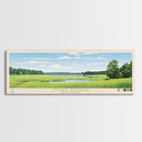 Scituate Reservoir, Rhode Island Framed Canvas Print, Panoramic Wall Art, Midcentury Modern Decor, Pop Art, Travel Poster, Living Room Art