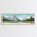 Swiftcurrent Lake, Montana Framed Canvas Print, Lake House Decor, Midcentury Modern Art, Pop Art, Travel Poster, Bedroom Wall Art