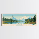 Trembleur Lake, British Columbia Framed Canvas Print, Lake House Art, Midcentury Modern Decor, Pop Art, Travel Poster, Bedroom Wall Art