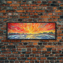 Abstract Beach Wall Art, Colorful Abstract Nature, Framed Abstract Print Art, Sunset, Beach, Vibrant Art, Panoramic, Wall Art, Canvas Print