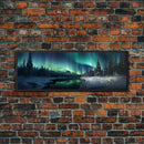 Northern lights canvas wall art Forest print Aurora Borealis Night Sky canvas Nature wall art Northern lights Landscape Framed Wall Art