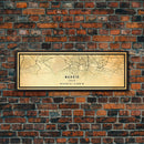 Panoramic Madrid Spain map print poster or framed canvas, Madrid map print poster canvas, city map print poster canvas, Vintage Travel Art