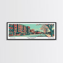 Newark New Jersey Panoramic Painting Framed Canvas Print, Travel Poster, Mid Century Modern Art, Pop Art Style, Wall Decor, Living Room Art
