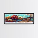 Baton Rouge Louisiana Panoramic Painting Framed Canvas Print, Mid Century Modern Art, Pop Art Style, Travel Poster, Wall Art Decor