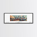 Atlanta Georgia Panoramic Painting, Mid Century Modern Framed Canvas Print, Retro Pop Art Travel Poster, Wall Decor, Gift Idea, Home Decor