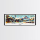 Gilbert Arizona Panoramic Painting, Mid Century Modern Framed Canvas Print, Retro Pop Art Travel Poster, Living Room Art, Wall Hanging, Office Decor
