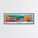 Arvada Colorado Panoramic Painting, Mid Century Modern Framed Canvas Print, Retro Pop Art Travel Poster, Living Room Wall Art, City Print